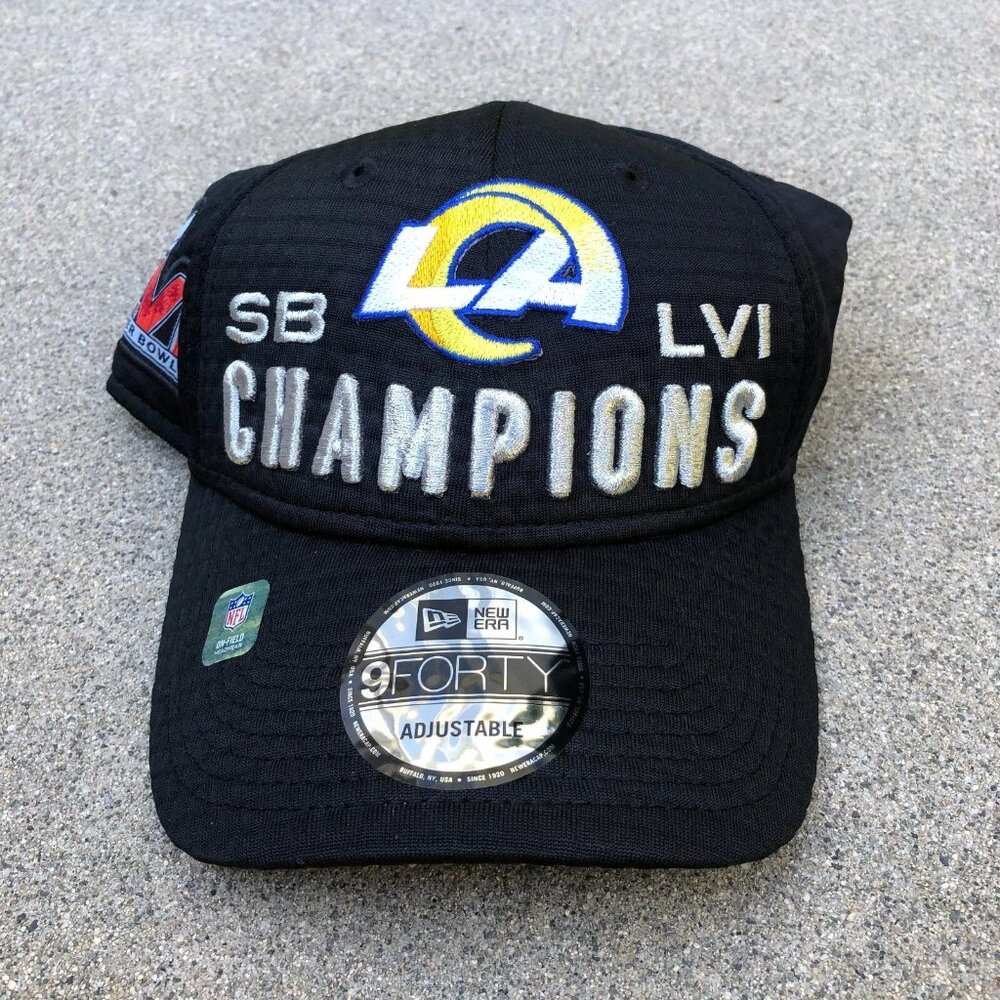 NEW ERA Super Bowl LA Rams LVI Champions Hat 9Forty Cap Los Angeles Black NFL